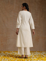 Thumbnail for trueBrowns Ivory Gold Cotton Overlap Yoke Kurta Set - Distacart