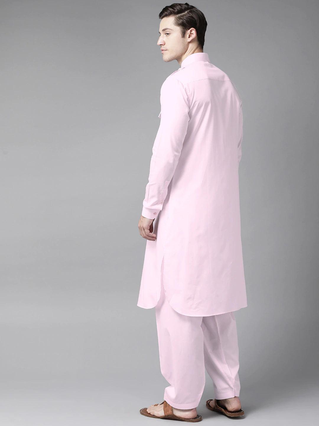 Fabmade Men Pink Pathani Kurta - Distacart