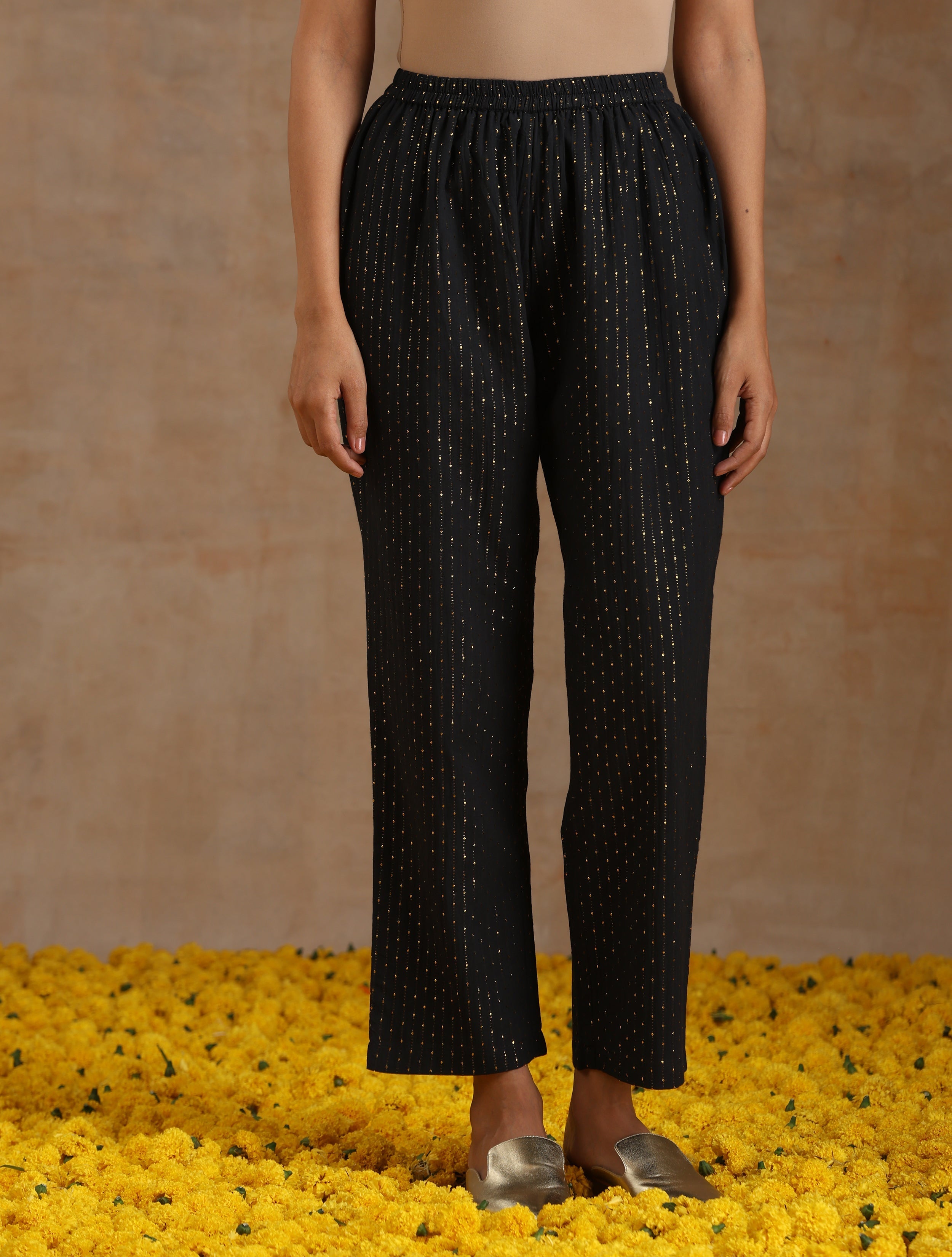 trueBrowns Black Gold Cotton Flared Co-Ord Set - Distacart