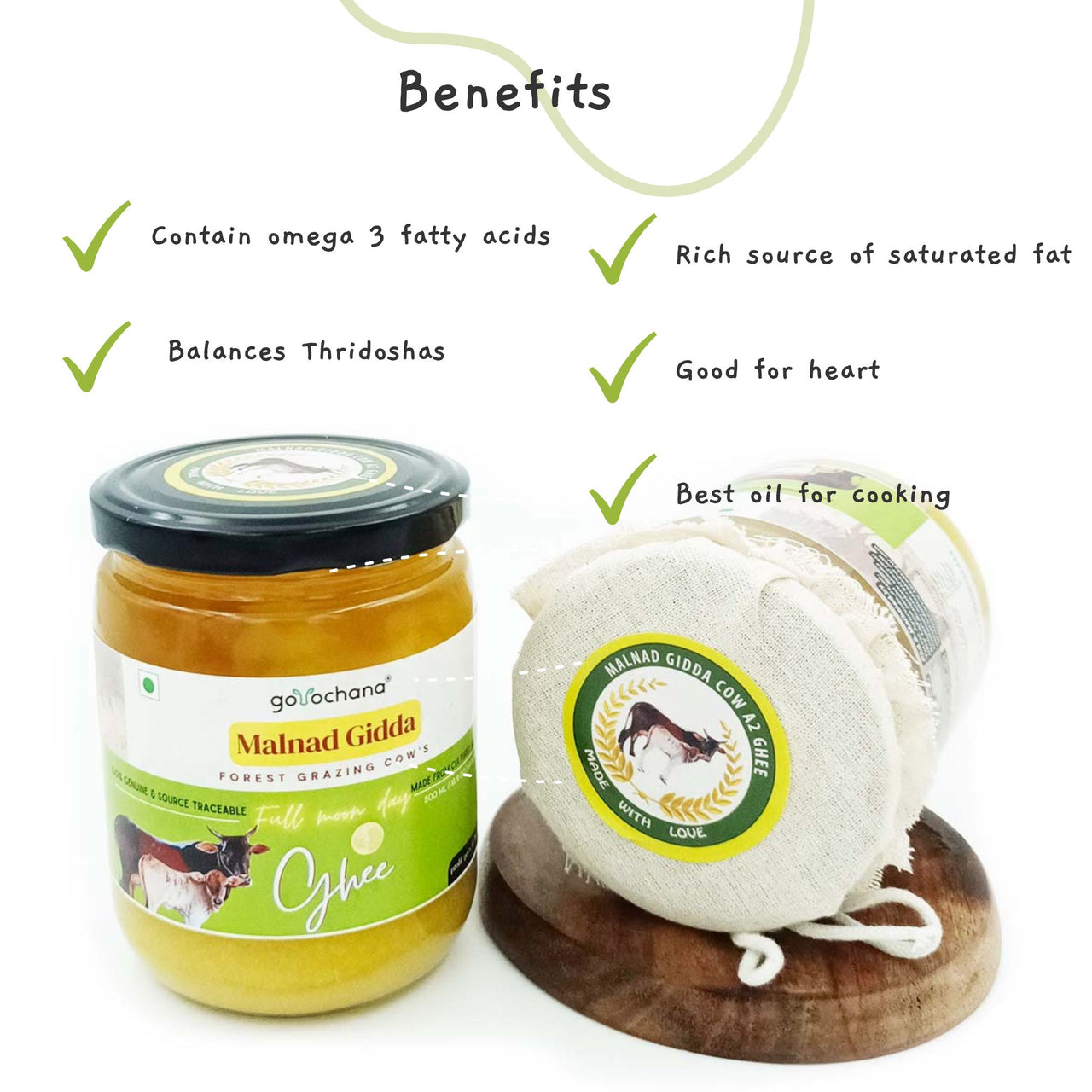 Gorochana 100% Source Traceable Desi Malnad Gidda A2 Full Moon Day Bilona Cow Ghee - Distacart