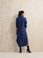 Thumbnail for trueBrowns Blue Check Winter Shirt Dress - Distacart