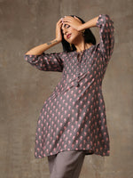 Thumbnail for trueBrowns Grey Pink Floral Printed Silk Co-Ord Set - Distacart