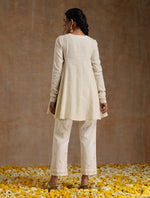 Thumbnail for trueBrowns Ivory Gold Cotton Flared Co-Ord Set - Distacart