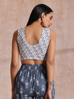 Thumbnail for trueBrowns Grey On Grey Ikat Print Cotton Pant Suit Set - Distacart