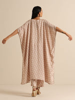 Thumbnail for trueBrowns Beige White Floral Silk Print Kaftan Pant Set - Distacart