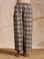 Thumbnail for trueBrowns Clay Dabu Zig-Zag Motifs Print Cotton Sleeveless Jacket Pant Set - Distacart
