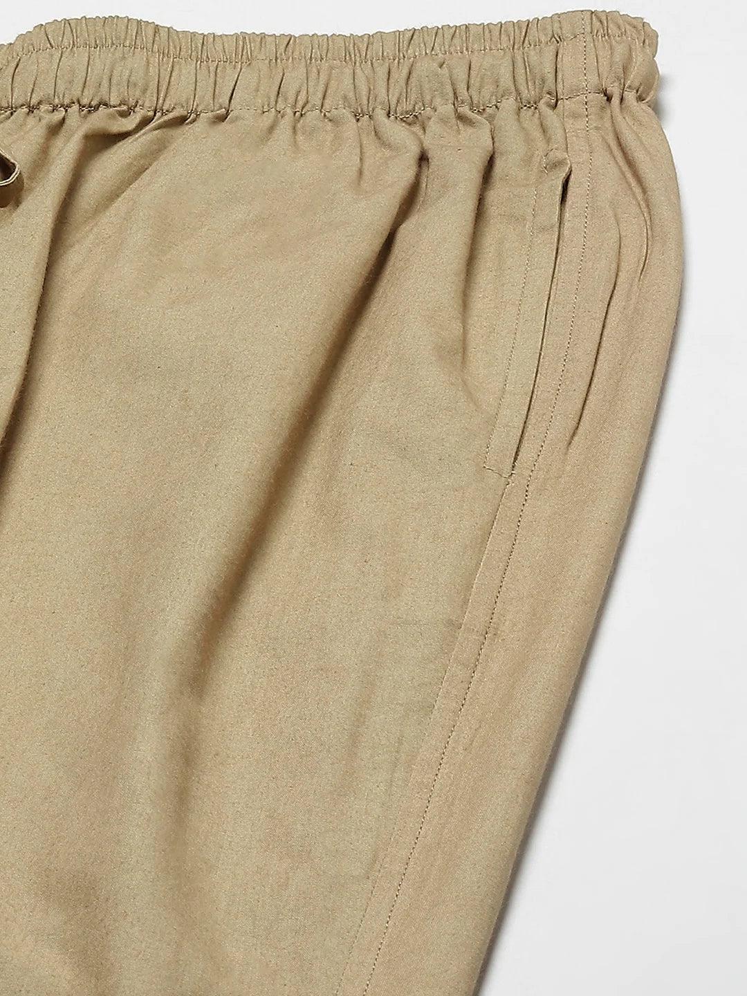 Fabmade Men's Khaki Cotton Linen Pyjama - Distacart