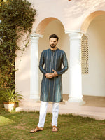 Thumbnail for Fabmade Embroidered Regular Sequinned Chanderi Silk Kurta With Pyjamas - Distacart