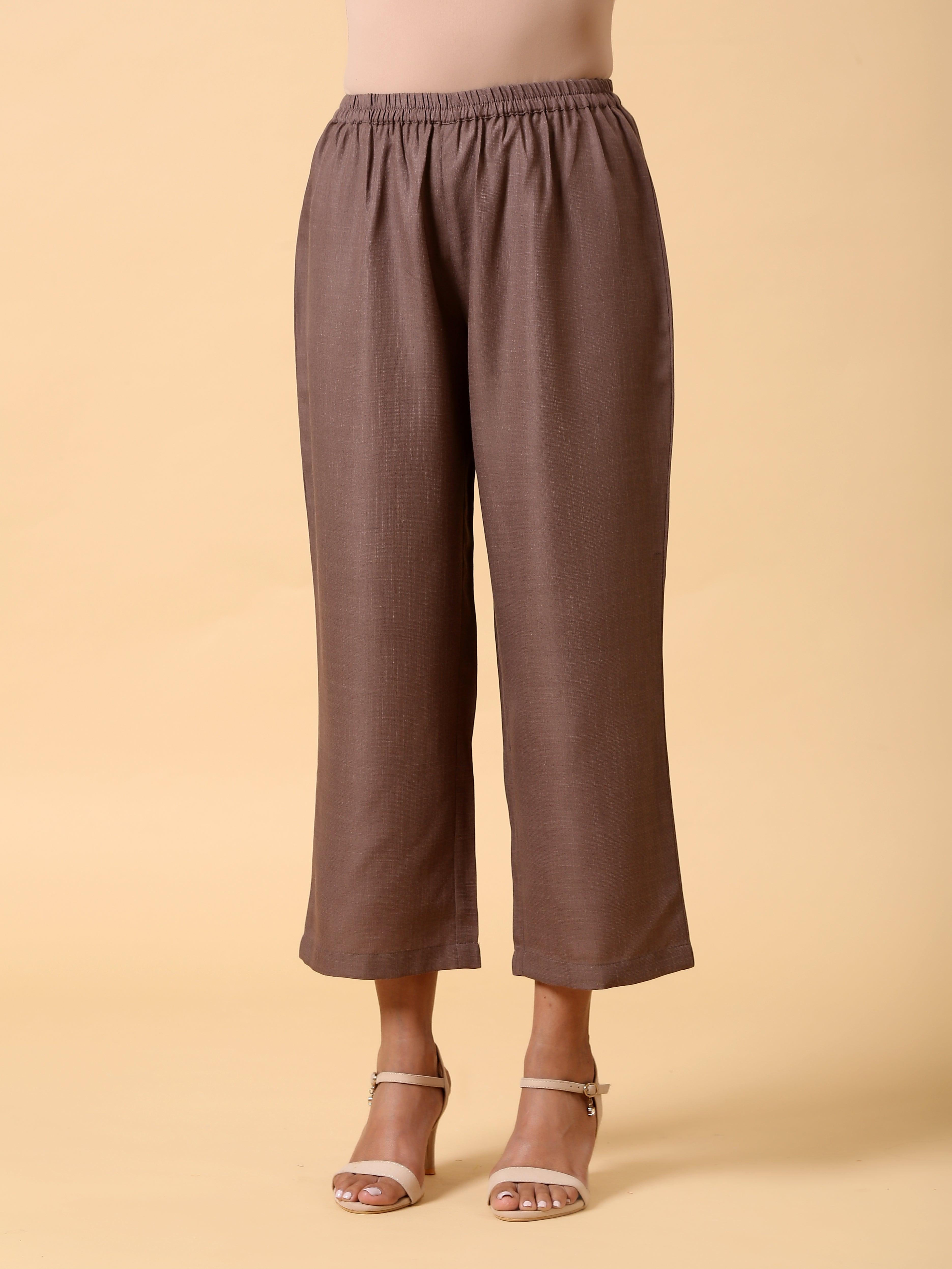 trueBrowns Cotton Linen Burnt Brown Boxy Fit Co-Ord Set - Distacart