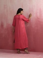 Thumbnail for trueBrowns Red Modal Straight Fit Kurta Set - Distacart