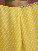 Thumbnail for trueBrowns Lime Muslin Silk Saree - Distacart