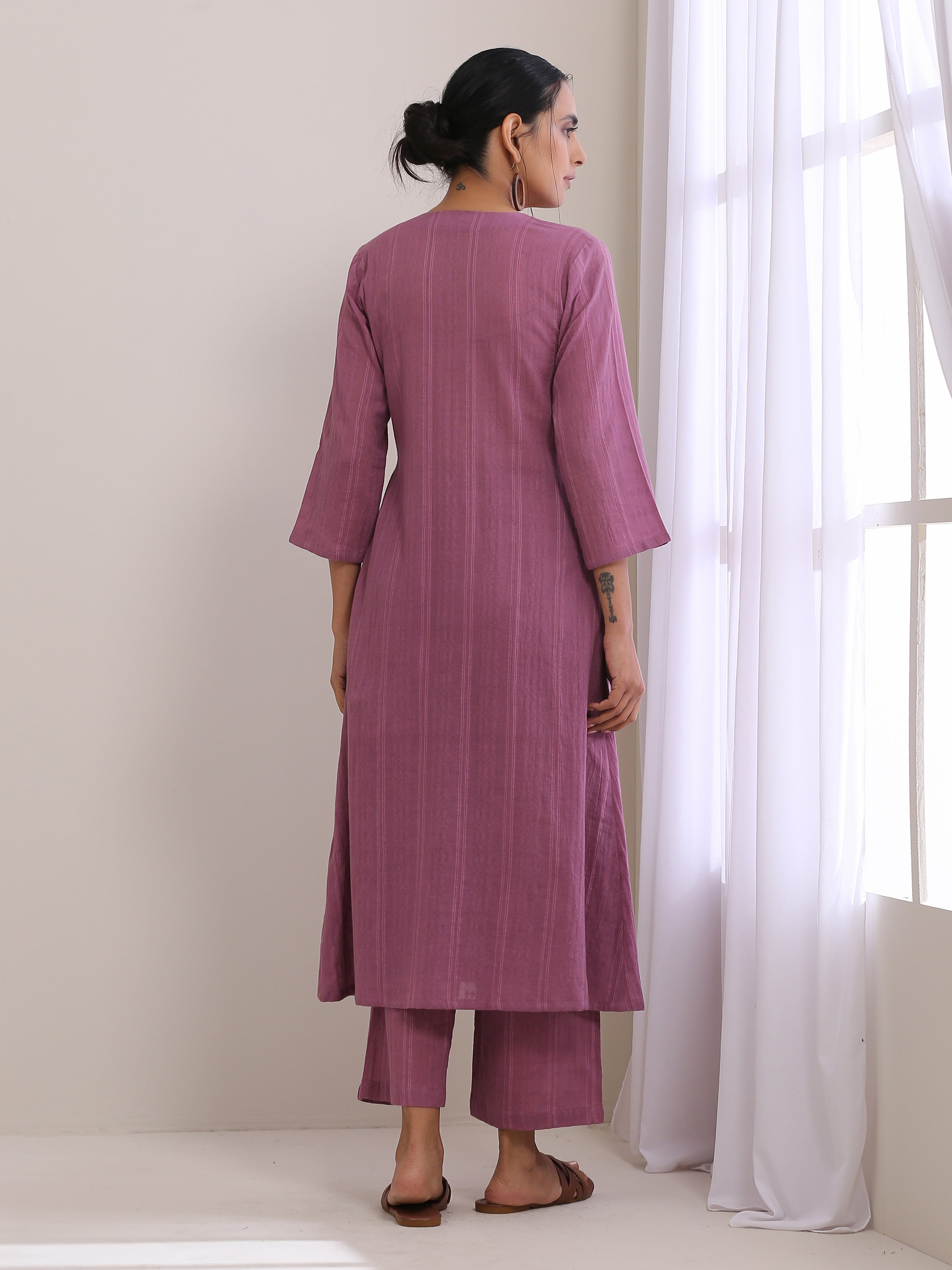 trueBrowns Onion Pink Dobby Angrakha Pant Set - Distacart