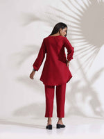 Thumbnail for trueBrowns Maroon Slub Co-ord Set - Distacart