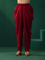 Thumbnail for trueBrowns Maroon Floral Viscose Silk High Low Co-ord Set - Distacart