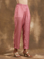 Thumbnail for trueBrowns Light Mauve Bandhani Printed Silk Kurta Pant Set - Distacart