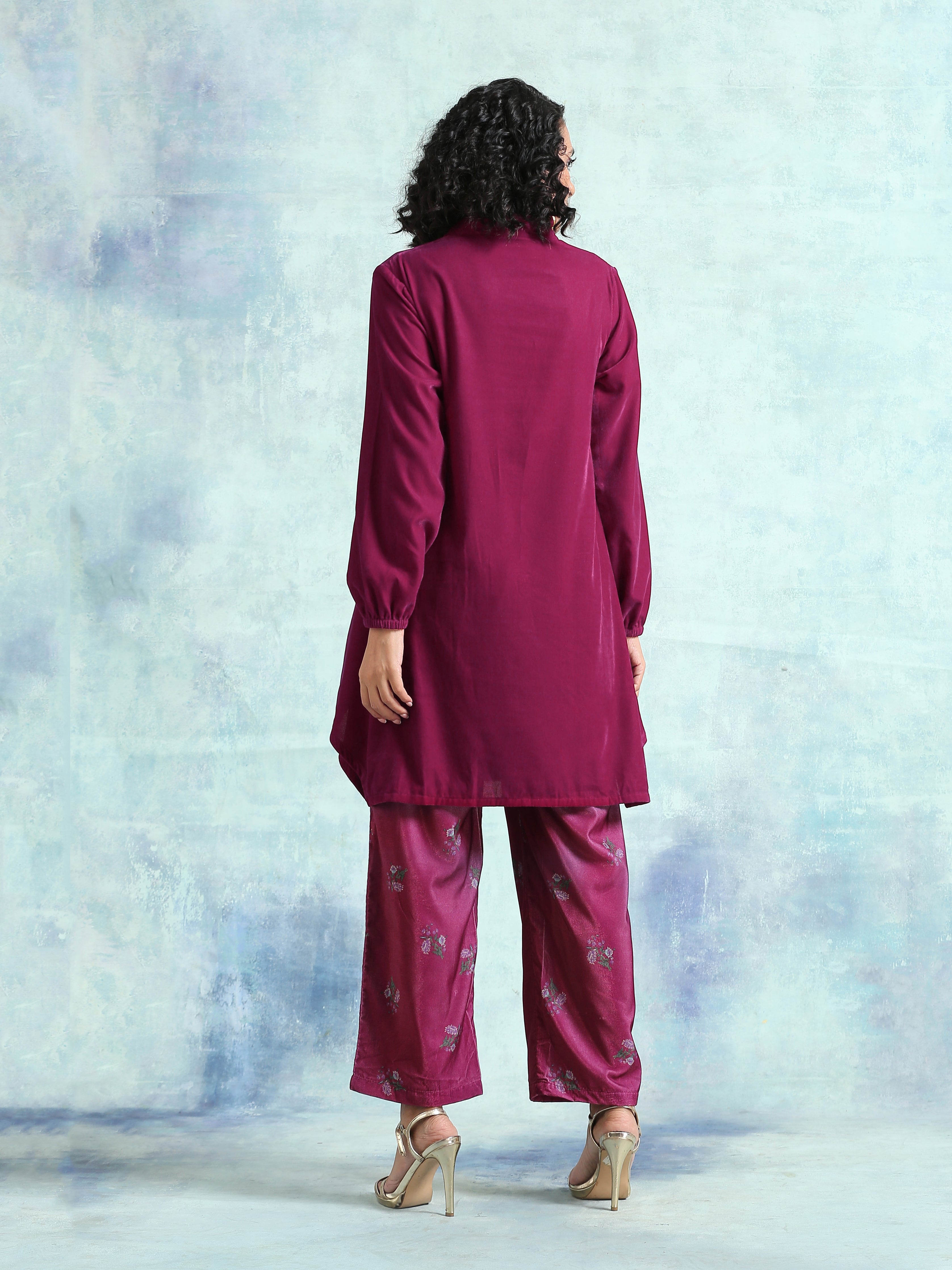 trueBrowns Magenta Velvet Co-Ord Set - Distacart