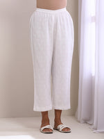 Thumbnail for trueBrowns White Dobby Short Asymmetric Co-Ord Set - Distacart