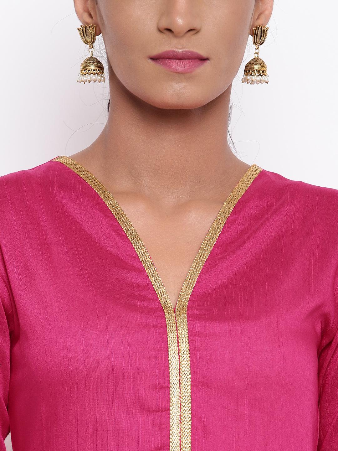 trueBrowns Pink Gold Lace Dress - Distacart