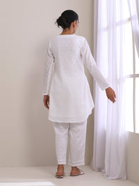 Thumbnail for trueBrowns White Dobby Front Placket Co-Ord Set - Distacart