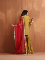 Thumbnail for trueBrowns Gold Tissue Sharara Dupatta Set - Distacart