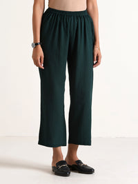 Thumbnail for trueBrowns Dark Green Sleeveless Flared Kurta Pant Set - Distacart