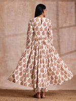 Thumbnail for trueBrowns White With Red Yellow Buta Block Print Cotton Kurta Pant Dupatta Set - Distacart