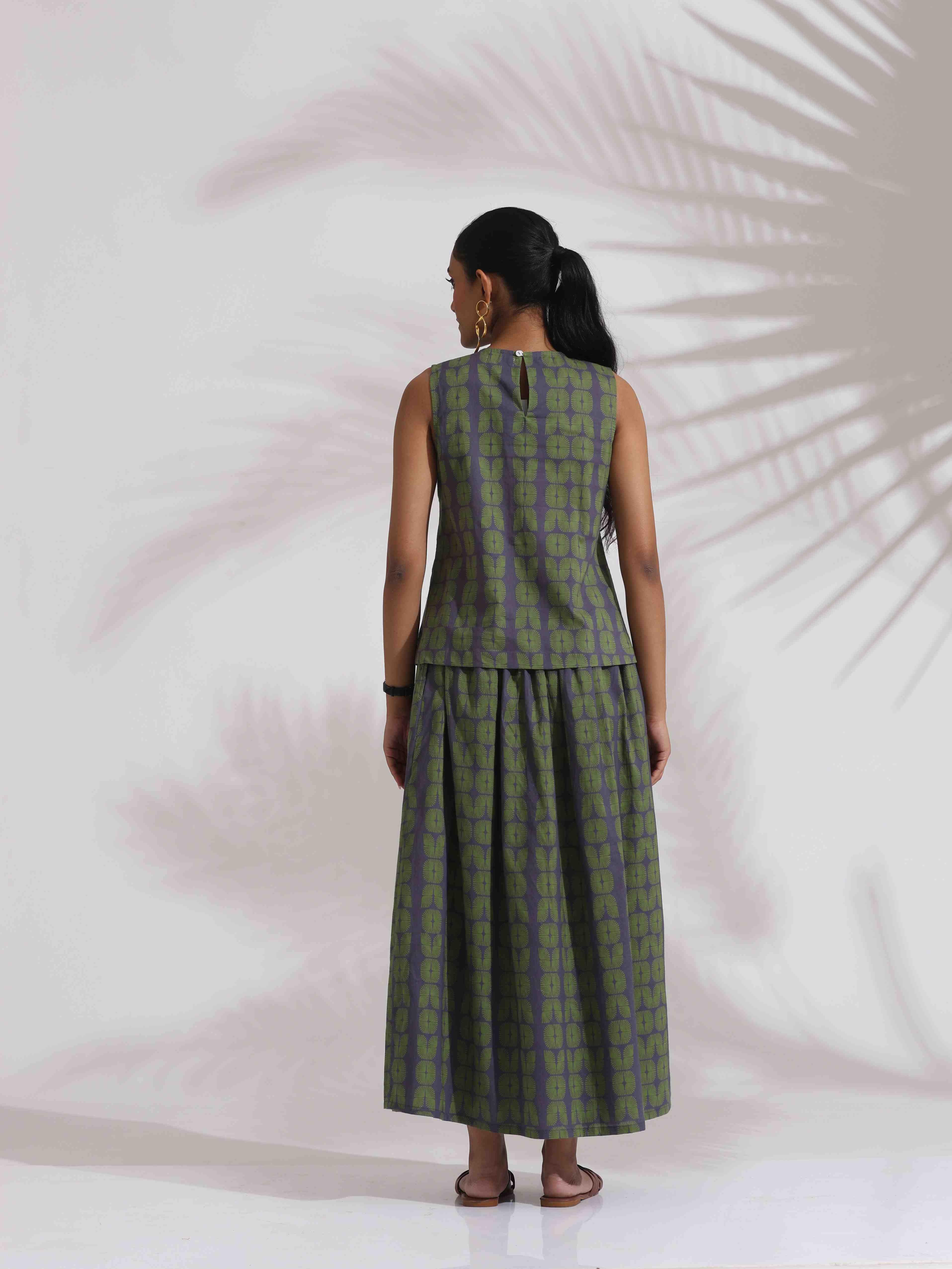 trueBrowns Grey Cotton Skirt Co-ord Set - Distacart