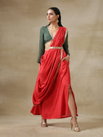 Thumbnail for trueBrowns Dark Green Bandhani Printed Silk Full Sleeve Blouse - Distacart