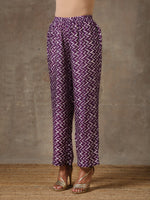Thumbnail for trueBrowns Purple White Lehariya Printed Silk Co-Ord Set - Distacart