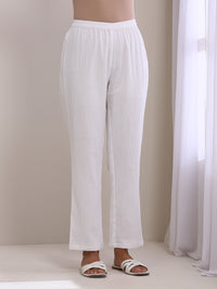 Thumbnail for trueBrowns White Dobby Boxy Fit High Low Co-Ord Set - Distacart