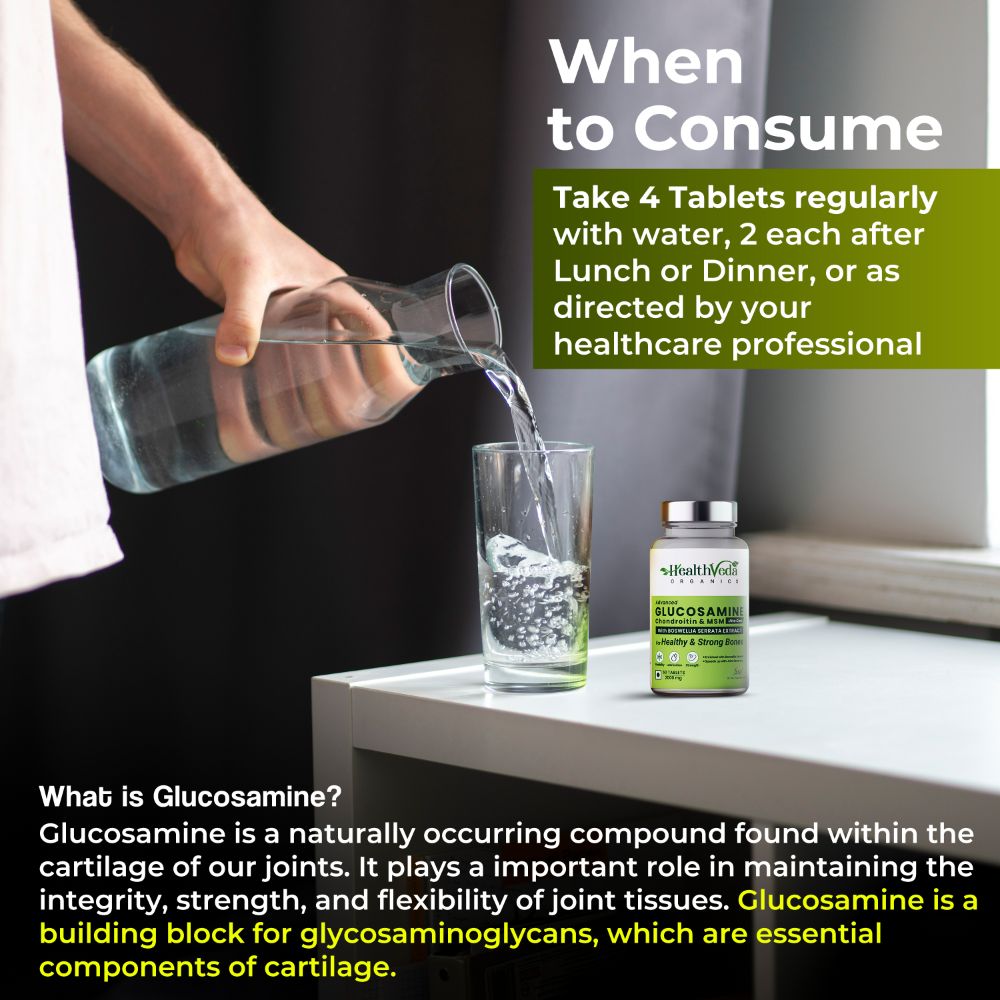 Health Veda Organics Plant Based Glucosamine Chondroitin & MSM Tablets - Distacart