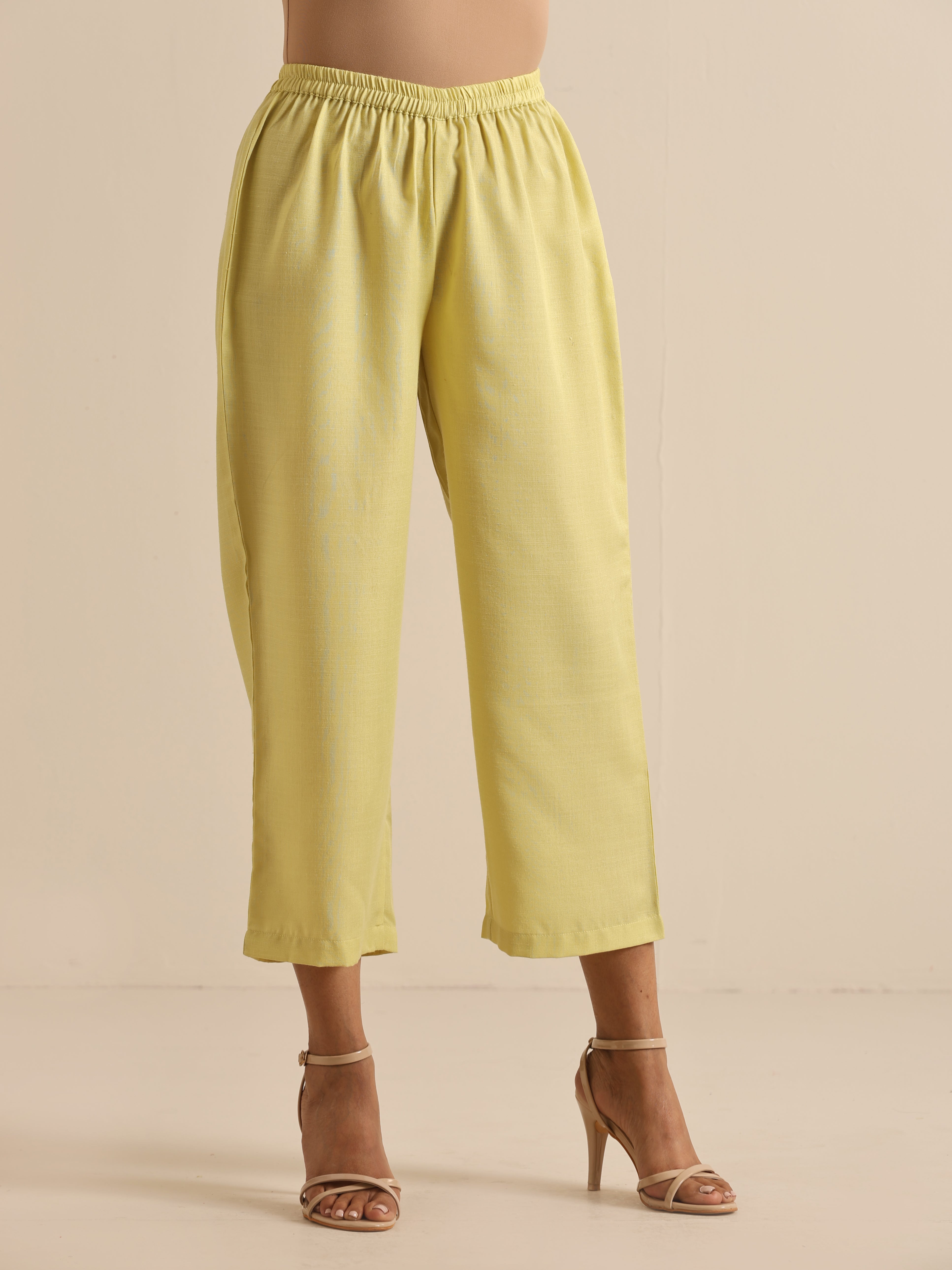 trueBrowns Spark Green Slub High Slit Kurta Pant Set - Distacart