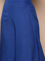 Thumbnail for InWeave Ink Blue Strappy Set With Mauve Print Floral Cape - Distacart