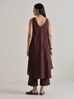 Thumbnail for trueBrowns Cola Brown Sleeveless Flared Kurta Pant Set - Distacart