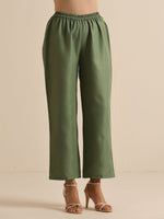 Thumbnail for trueBrowns Olive Green Slub Relaxed Placket Co-Ord Set - Distacart