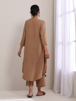 Thumbnail for trueBrowns Beige Dobby Gathered Kurta Pant Set - Distacart