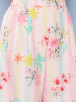 Thumbnail for Ahalyaa Women Pink Floral Printed Gotta Patti Kurta with Palazzos - Distacart