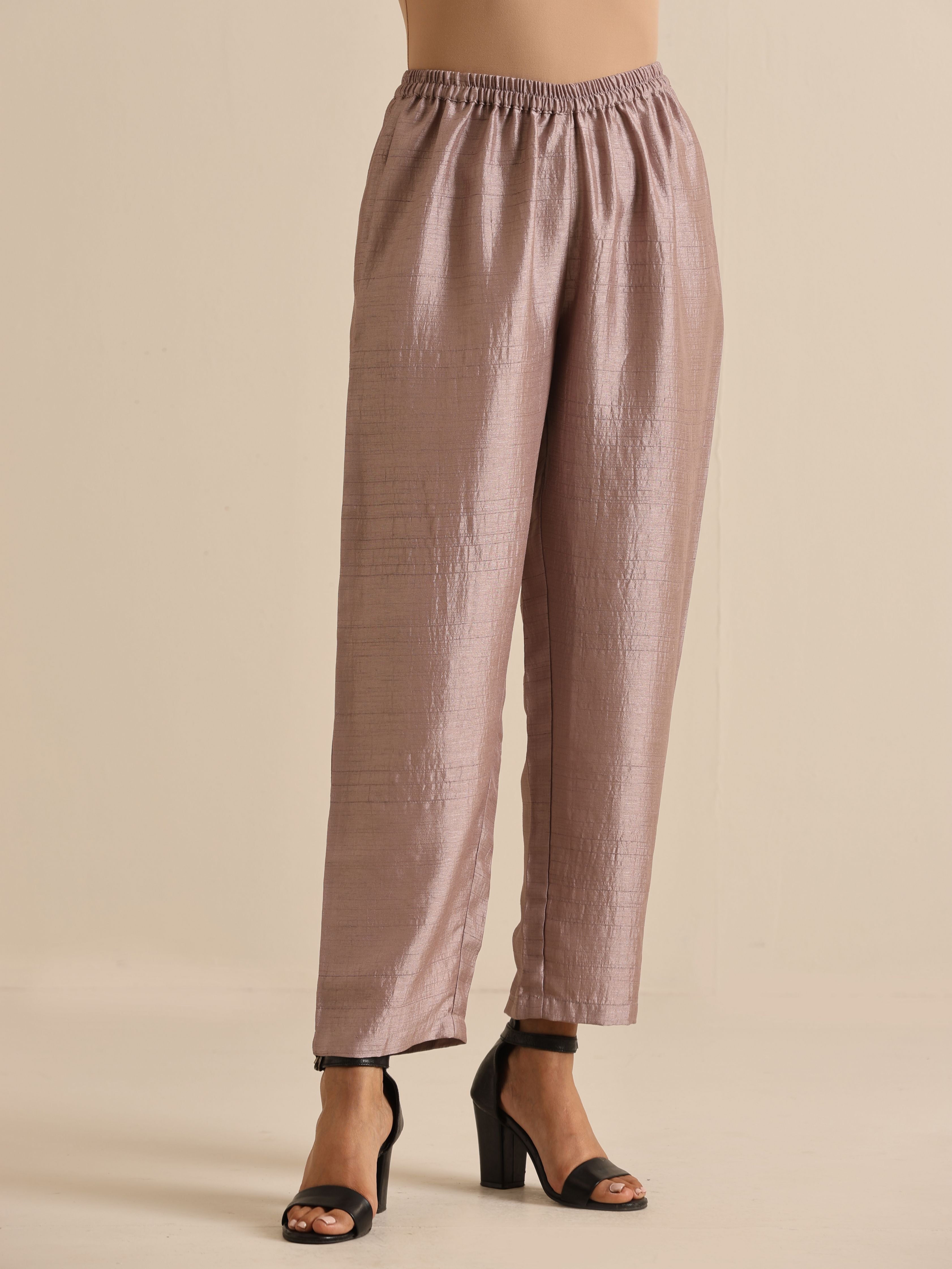 trueBrowns Grey Silk Texture Relaxed Co-Ord Set - Distacart