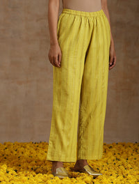 Thumbnail for trueBrowns Lime Gold Cotton Kalidar Kurta Set - Distacart