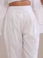 Thumbnail for trueBrowns White Slub Texture Pant Suit Set - Distacart