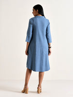 Thumbnail for trueBrowns Light Blue Short Collared Dress - Distacart