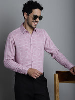 Thumbnail for Jainish Men's Geomatric Printed Formal Shirts - Magenta - Distacart
