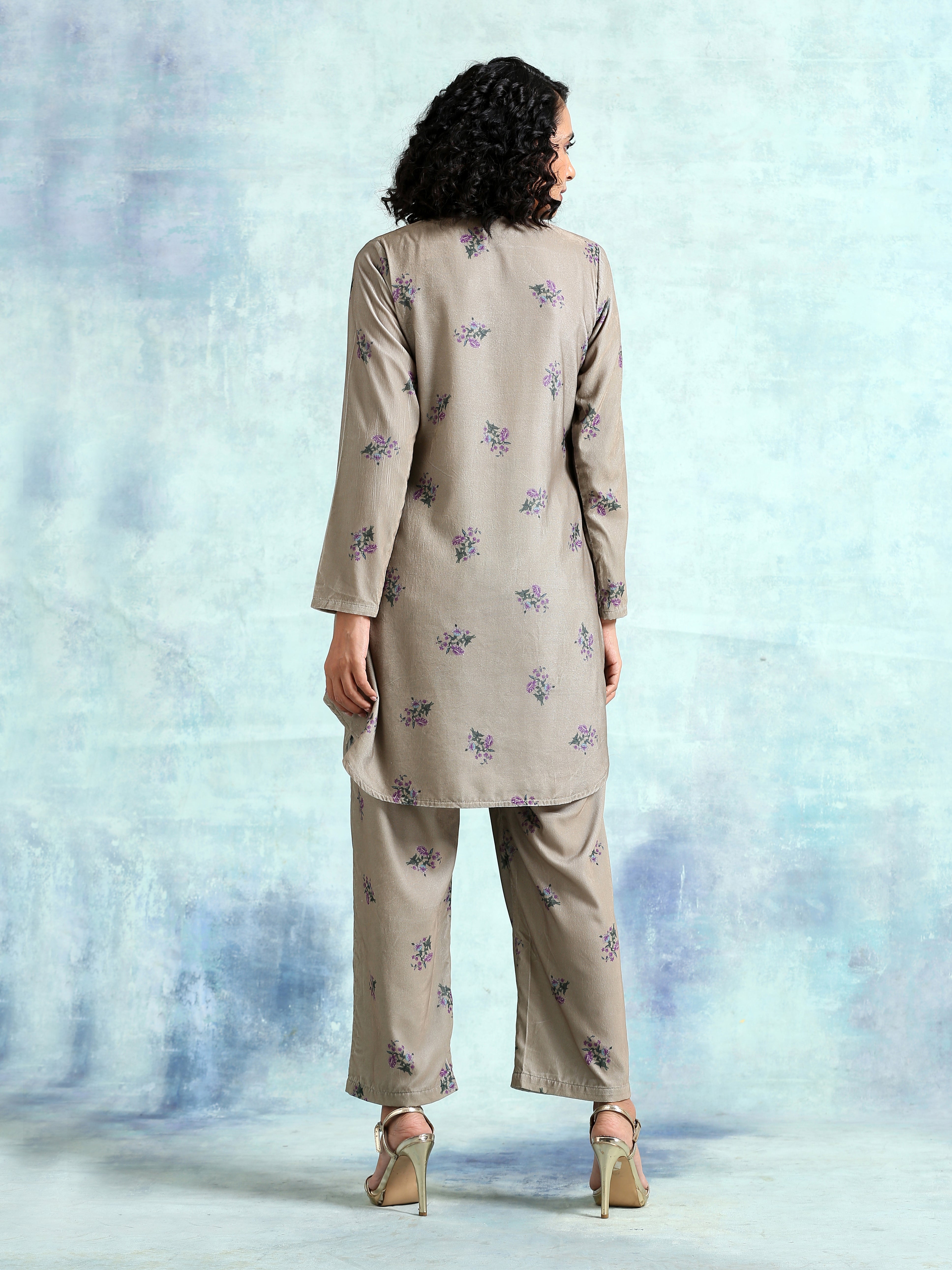 trueBrowns Sage Printed Velvet Co-Ord Set - Distacart