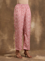 Thumbnail for trueBrowns Light Mauve Zig-Zag Printed Silk Co-Ord Set - Distacart