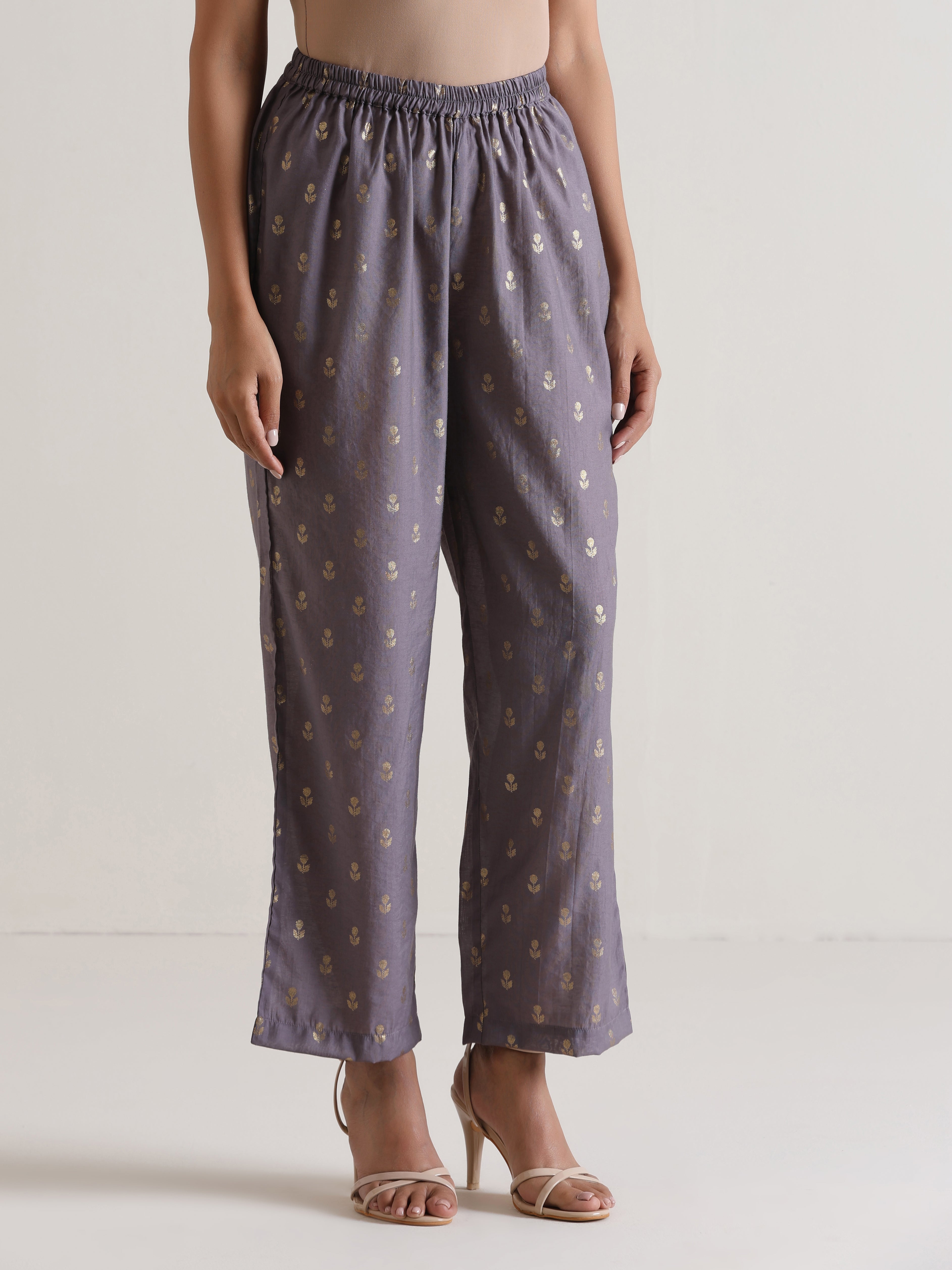 trueBrowns Plum Grey Foil Short Co-Ord Set - Distacart