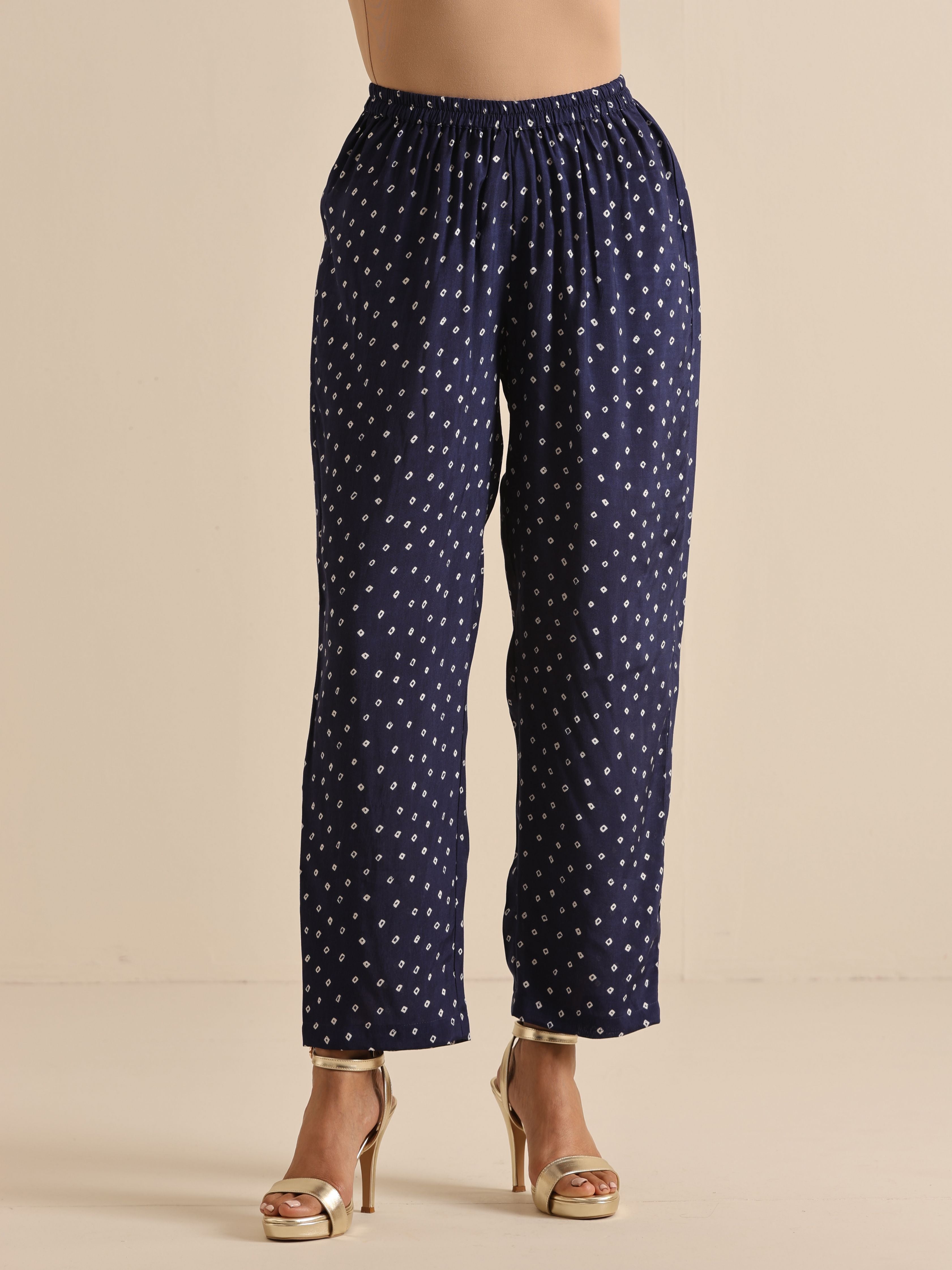 trueBrowns Blue Bandhani Silk Printed Boxy Fit Co-Ord Set - Distacart