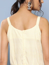 Thumbnail for Ahalyaa Checked Waist Tie-Ups Basic Jumpsuit - Distacart