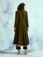 Thumbnail for trueBrowns Mehandi Velvet Anarkali Kurta - Distacart