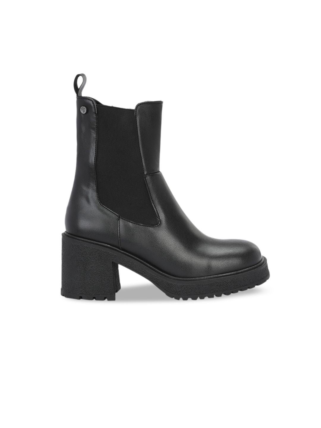 Delize Women Square Toe Mid Top Leather Platform Heel Regular Boots
