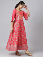 Thumbnail for AURELIA Women Pink Ethnic Motifs Maxi Dress - Distacart